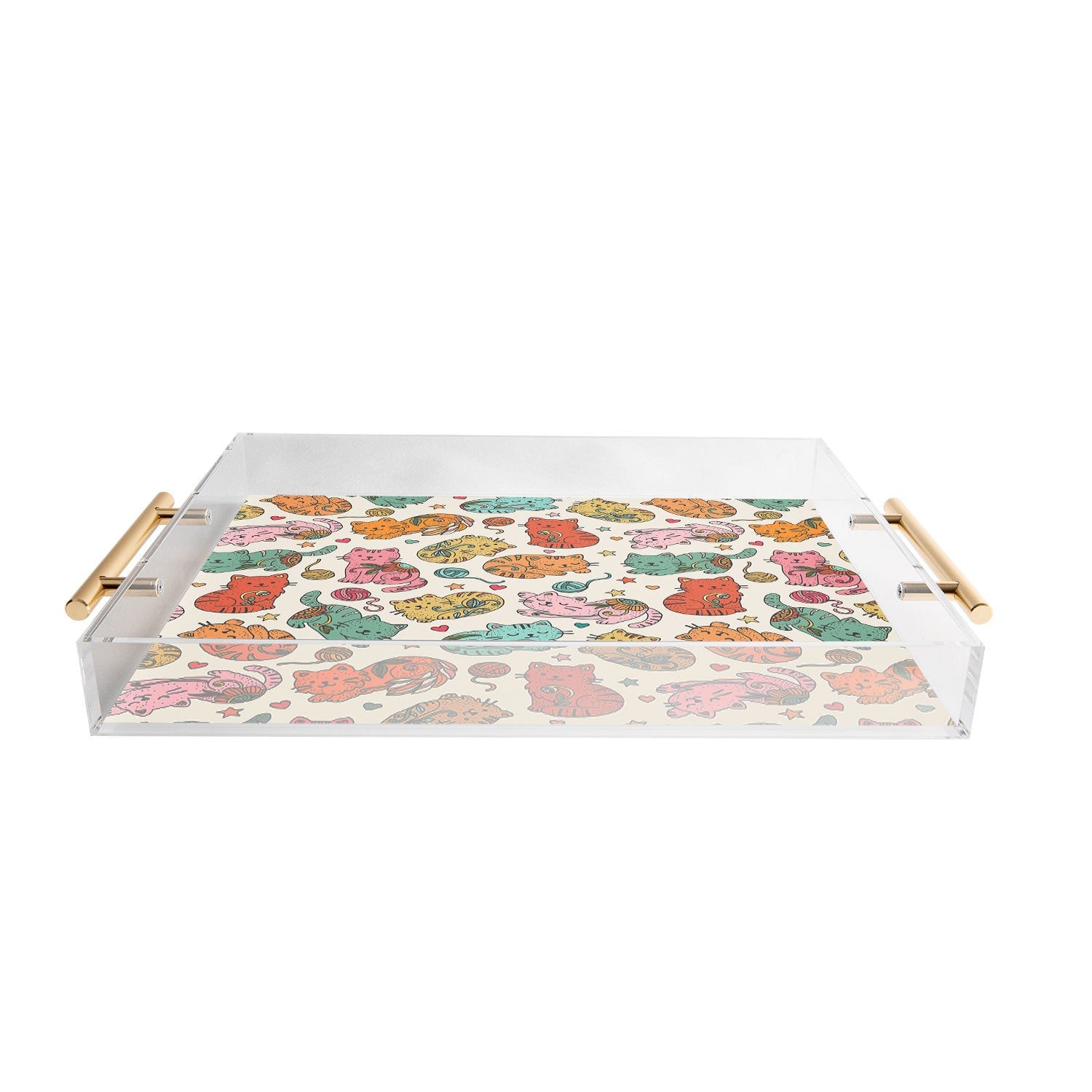 Valentina Ramos Floral Cats and Yarn Acrylic Tray