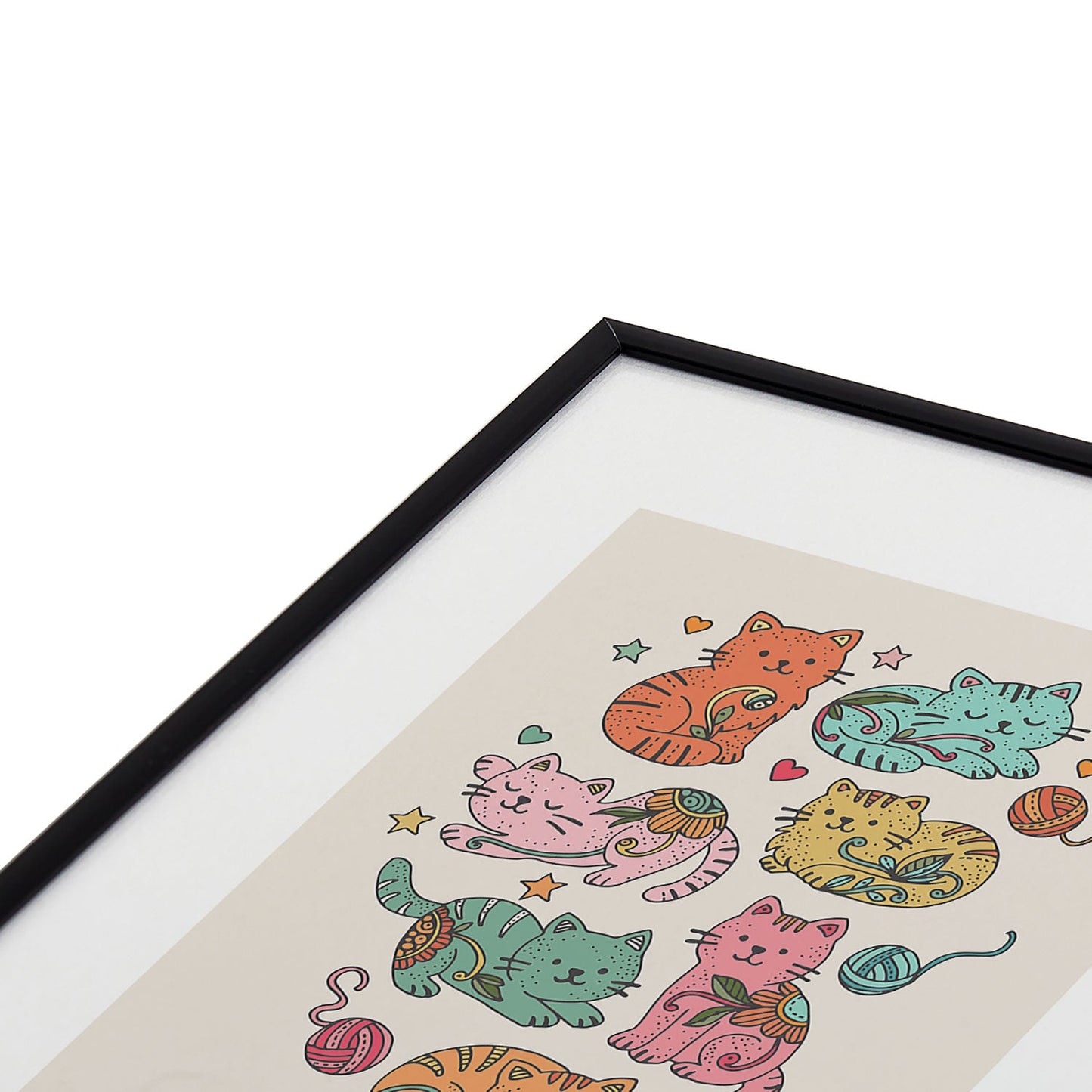 Valentina Ramos Floral Cats and Yarn Metal Framed Art Print