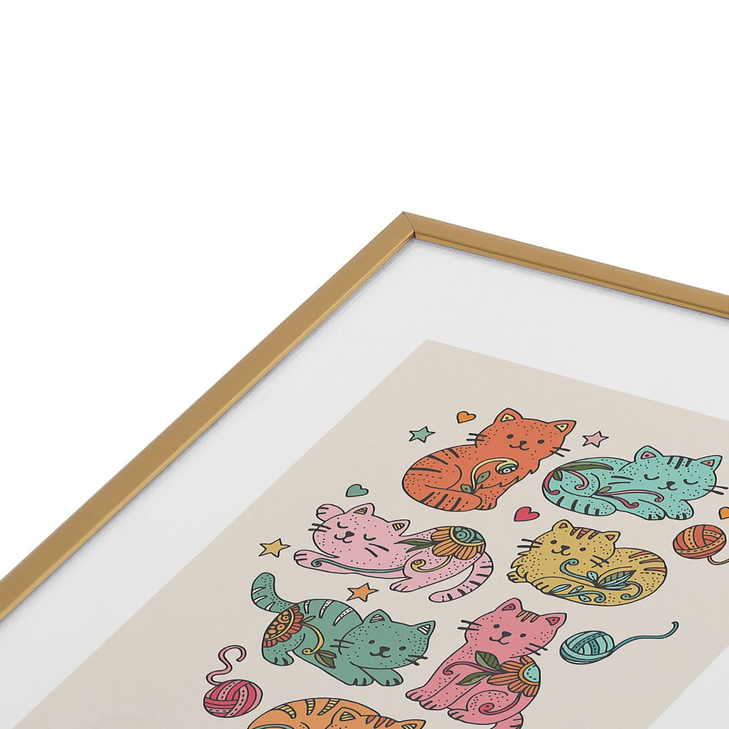 Valentina Ramos Floral Cats and Yarn Metal Framed Art Print