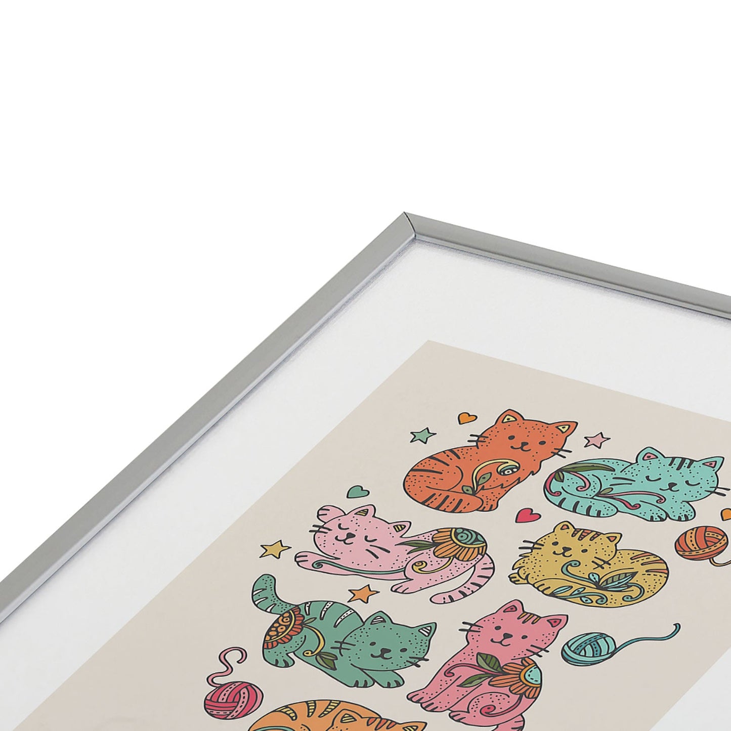 Valentina Ramos Floral Cats and Yarn Metal Framed Art Print