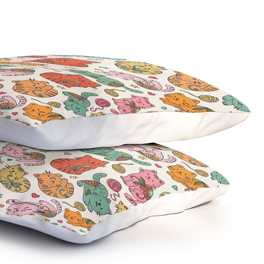 Valentina Ramos Floral Cats and Yarn Pillow Shams