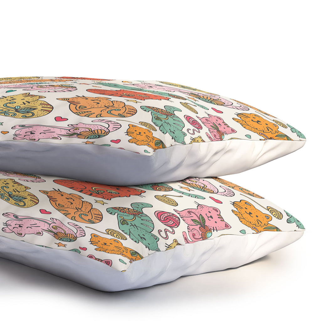 Valentina Ramos Floral Cats and Yarn Pillow Shams