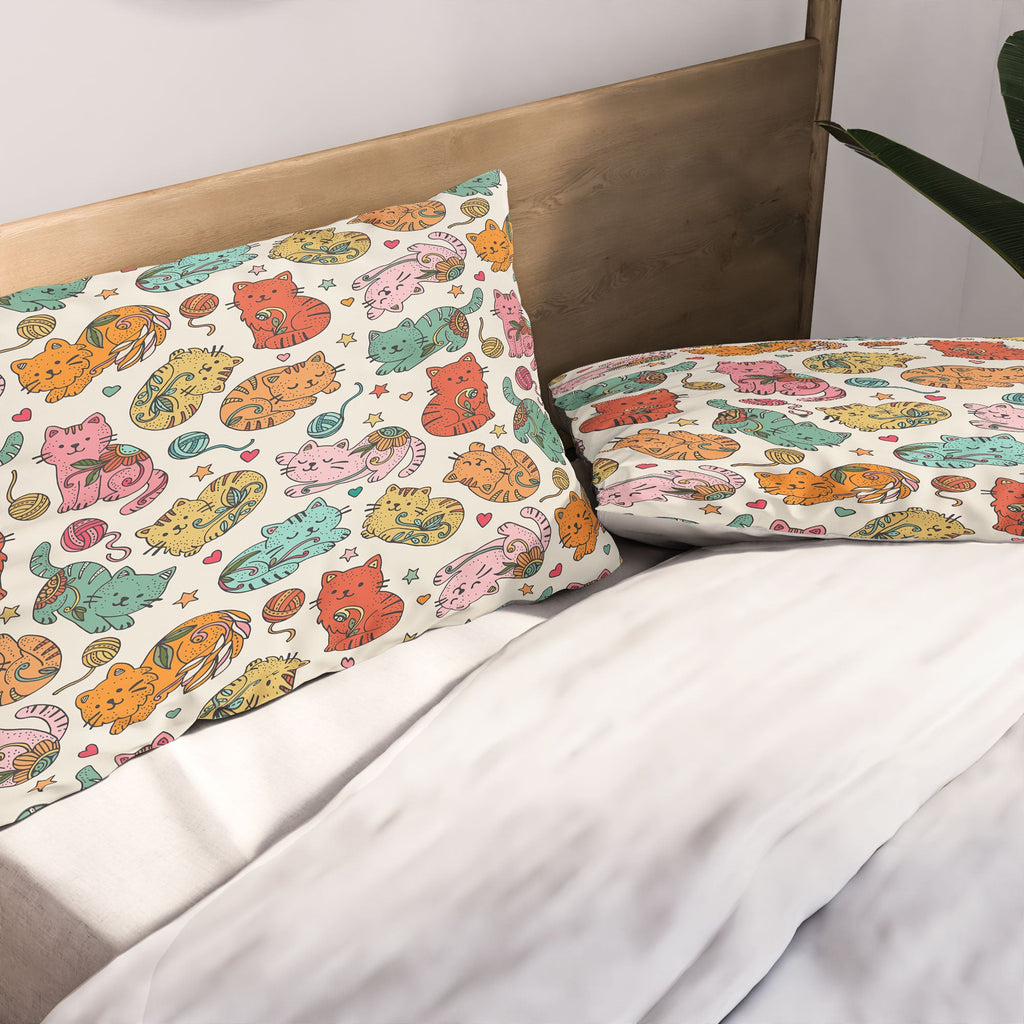 Valentina Ramos Floral Cats and Yarn Pillow Shams