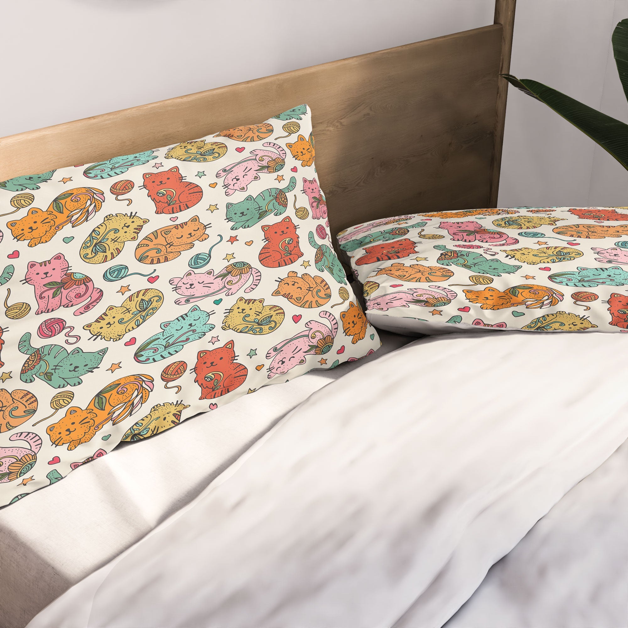Valentina Ramos Floral Cats and Yarn Pillow Shams