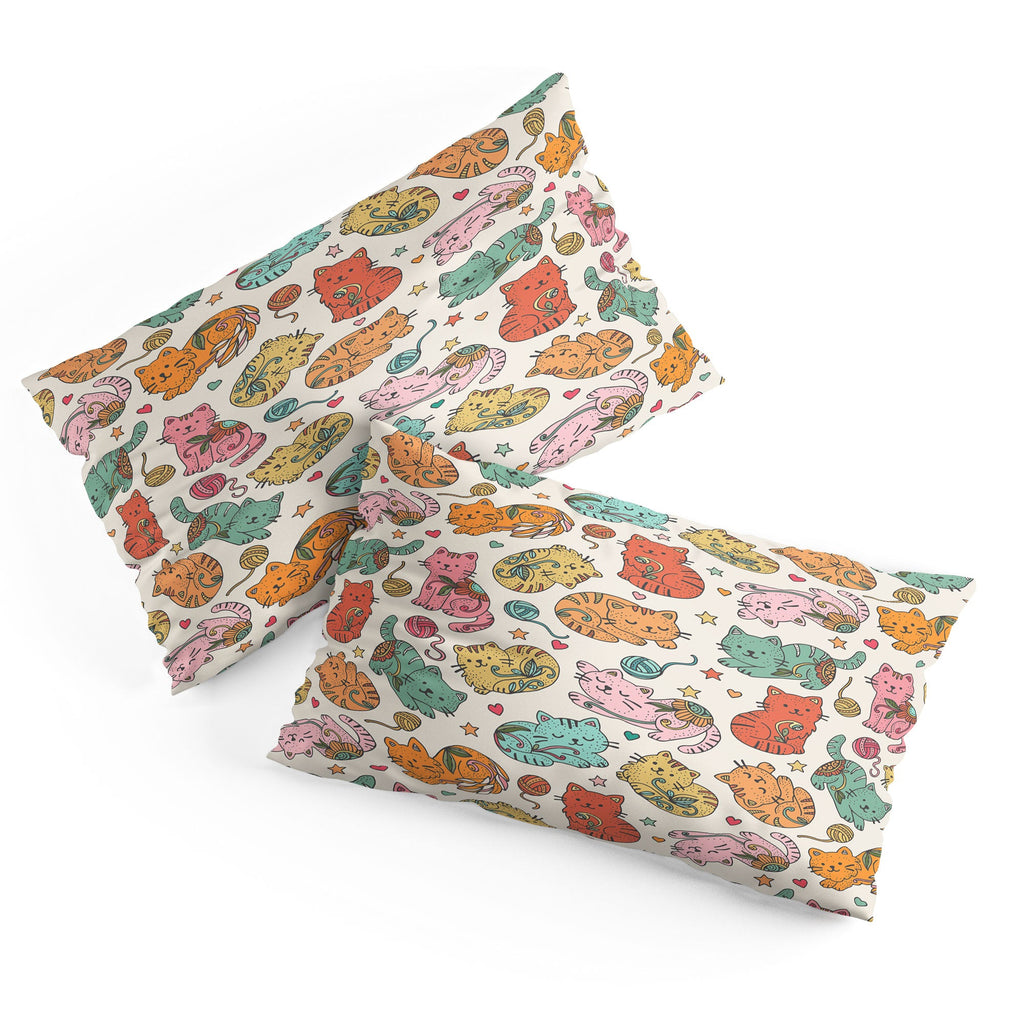 Valentina Ramos Floral Cats and Yarn Pillow Shams