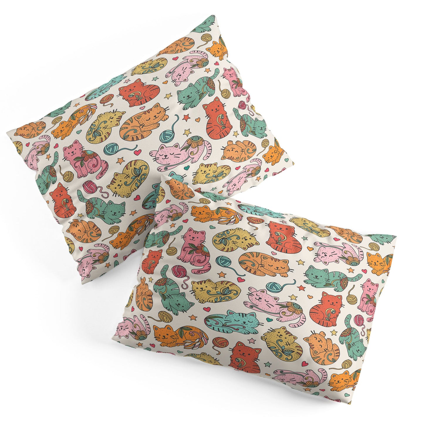 Valentina Ramos Floral Cats and Yarn Pillow Shams