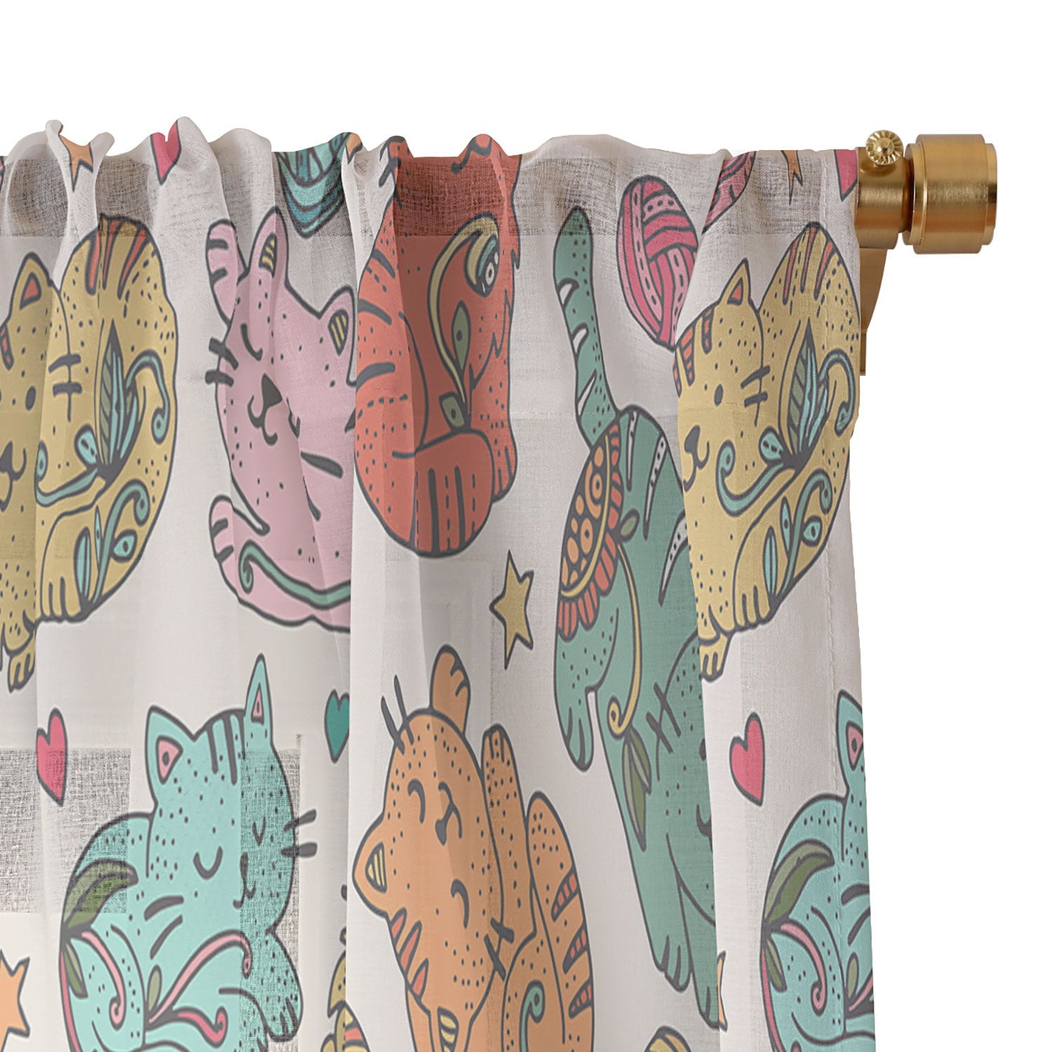 Valentina Ramos Floral Cats and Yarn Sheer Non Repeat