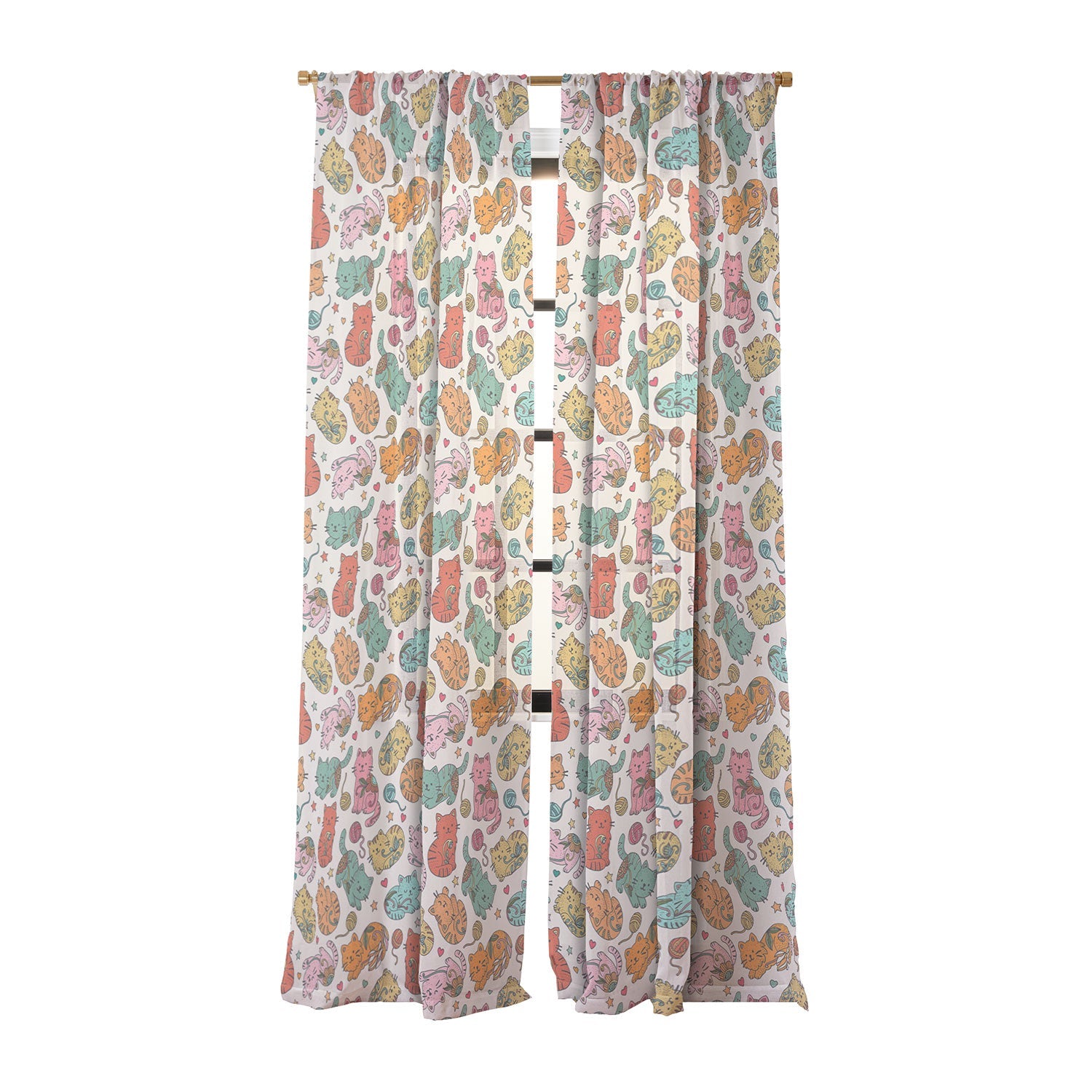 Valentina Ramos Floral Cats and Yarn Sheer Non Repeat