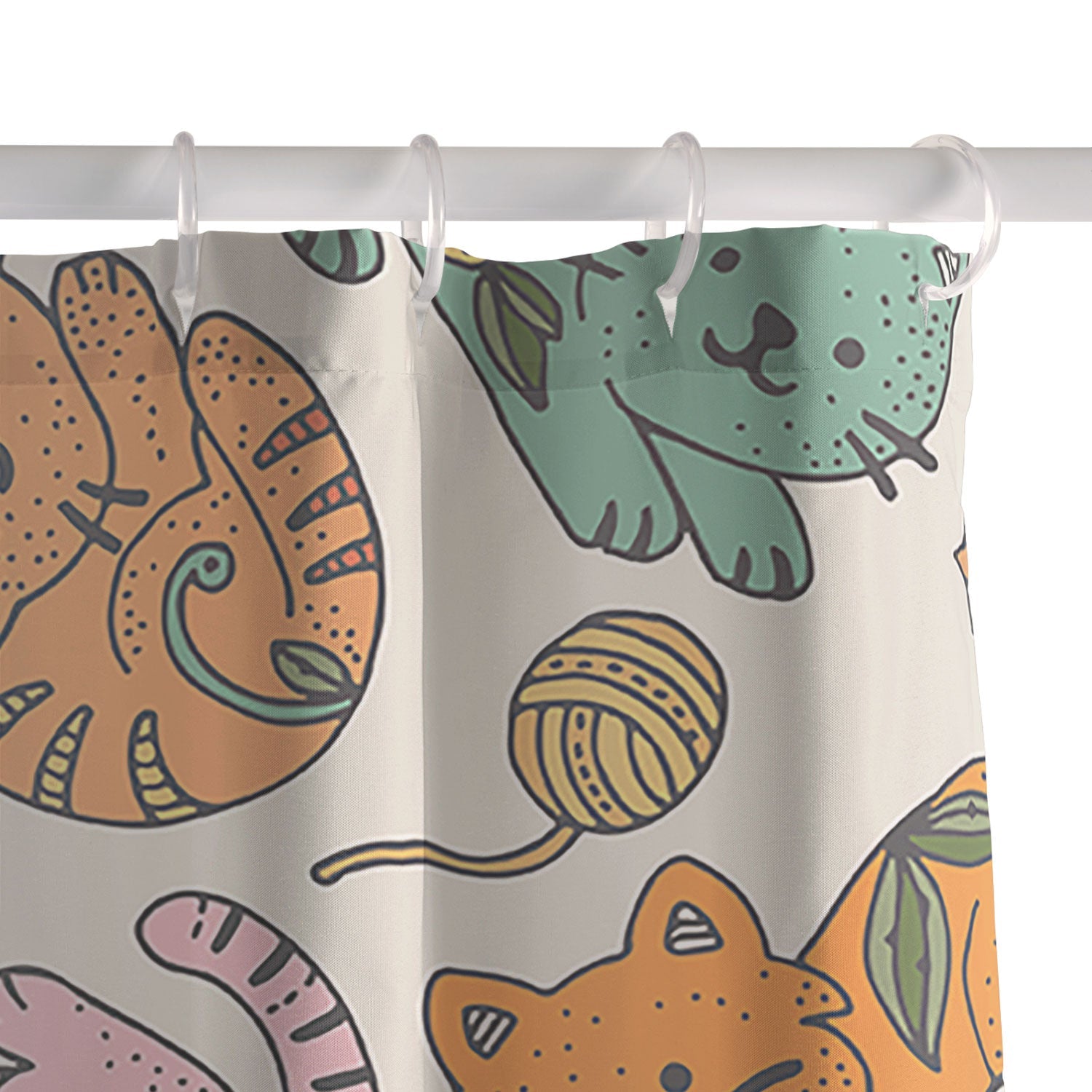 Valentina Ramos Floral Cats and Yarn Shower Curtain
