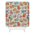 Valentina Ramos Floral Cats and Yarn Shower Curtain