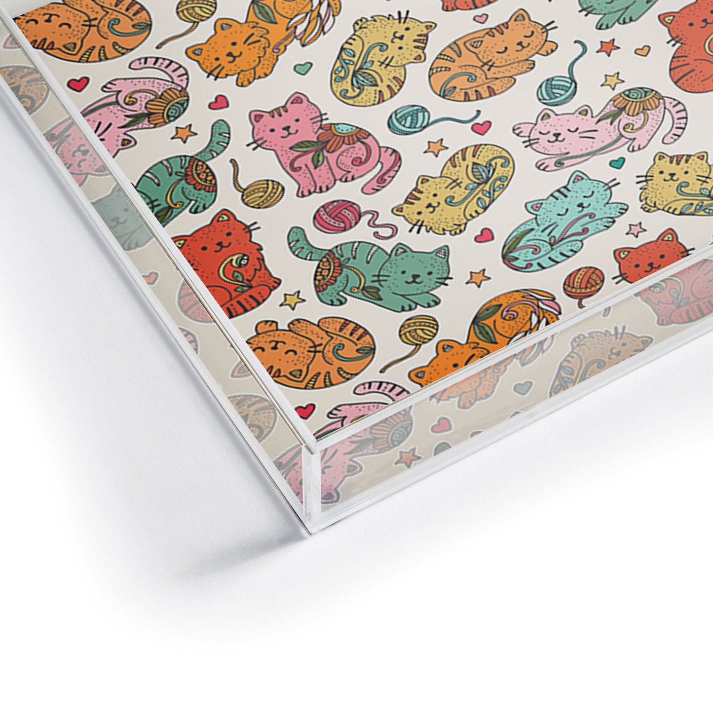 Valentina Ramos Floral Cats and Yarn Acrylic Tray