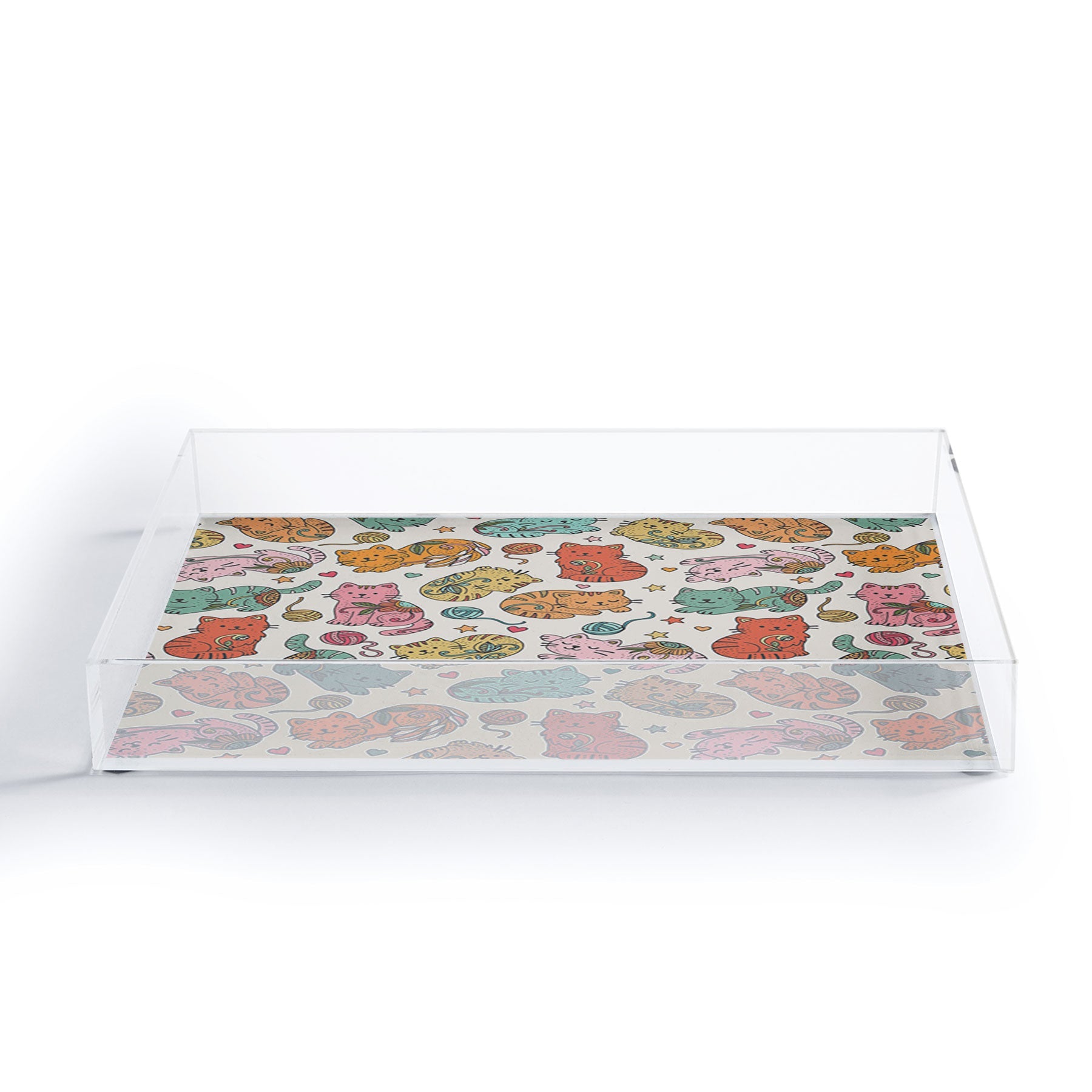 Valentina Ramos Floral Cats and Yarn Acrylic Tray