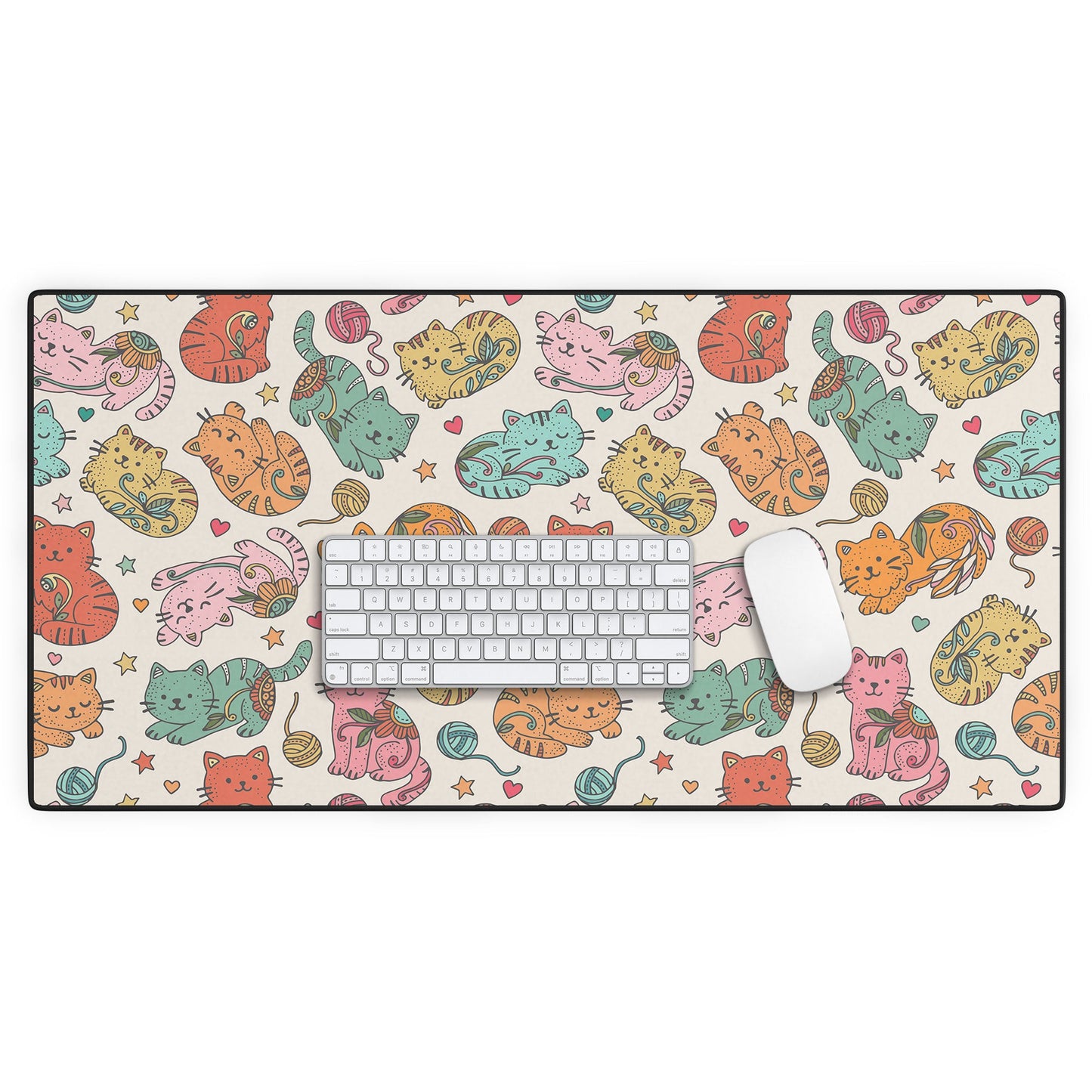 Valentina Ramos Floral Cats and Yarn Desk Mat