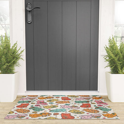 Valentina Ramos Floral Cats and Yarn Welcome Mat