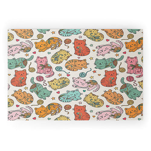 Valentina Ramos Floral Cats and Yarn Welcome Mat