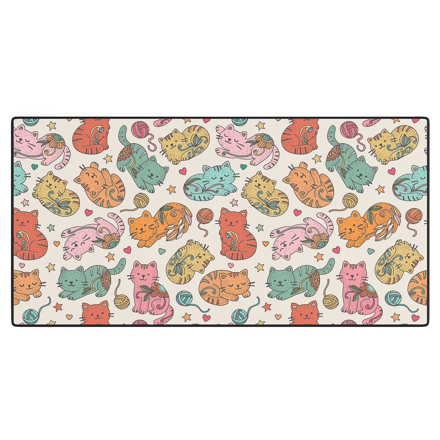 Valentina Ramos Floral Cats and Yarn Desk Mat