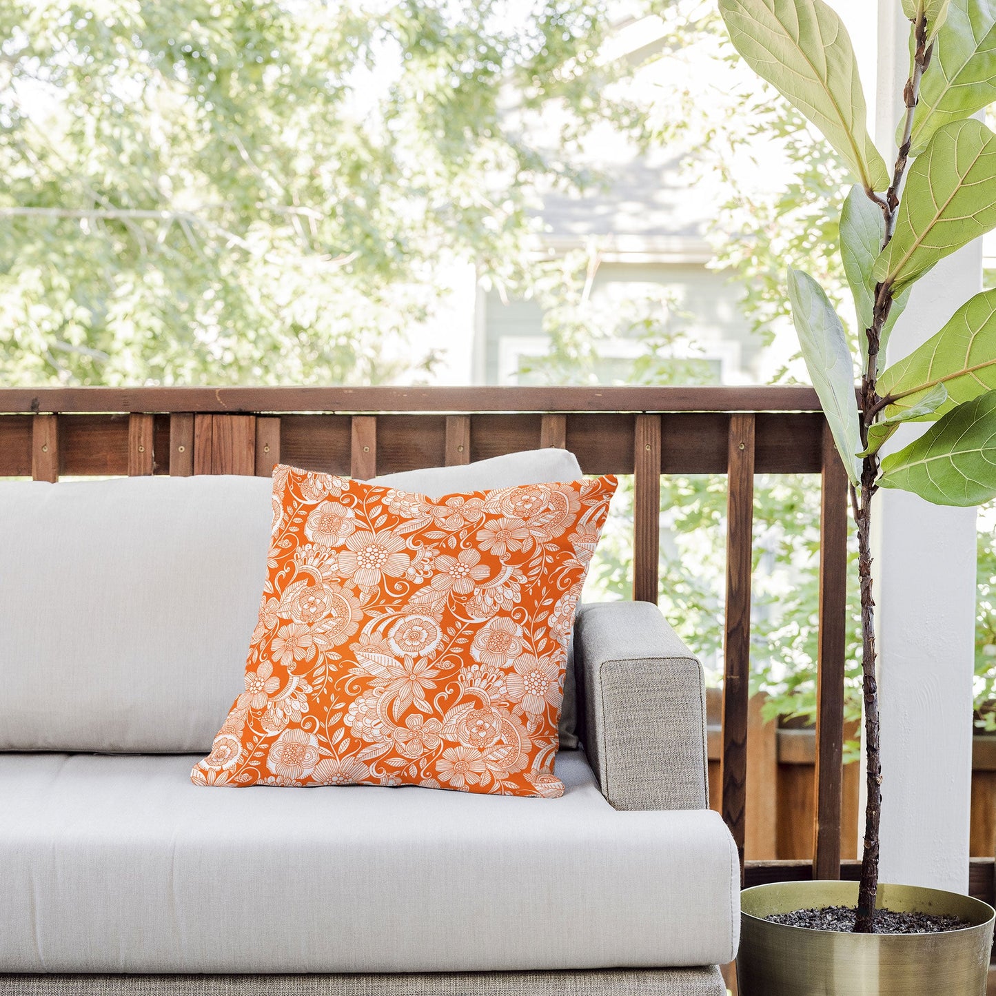 Valentina Ramos Lola in Orange Outdoor Throw Pillow