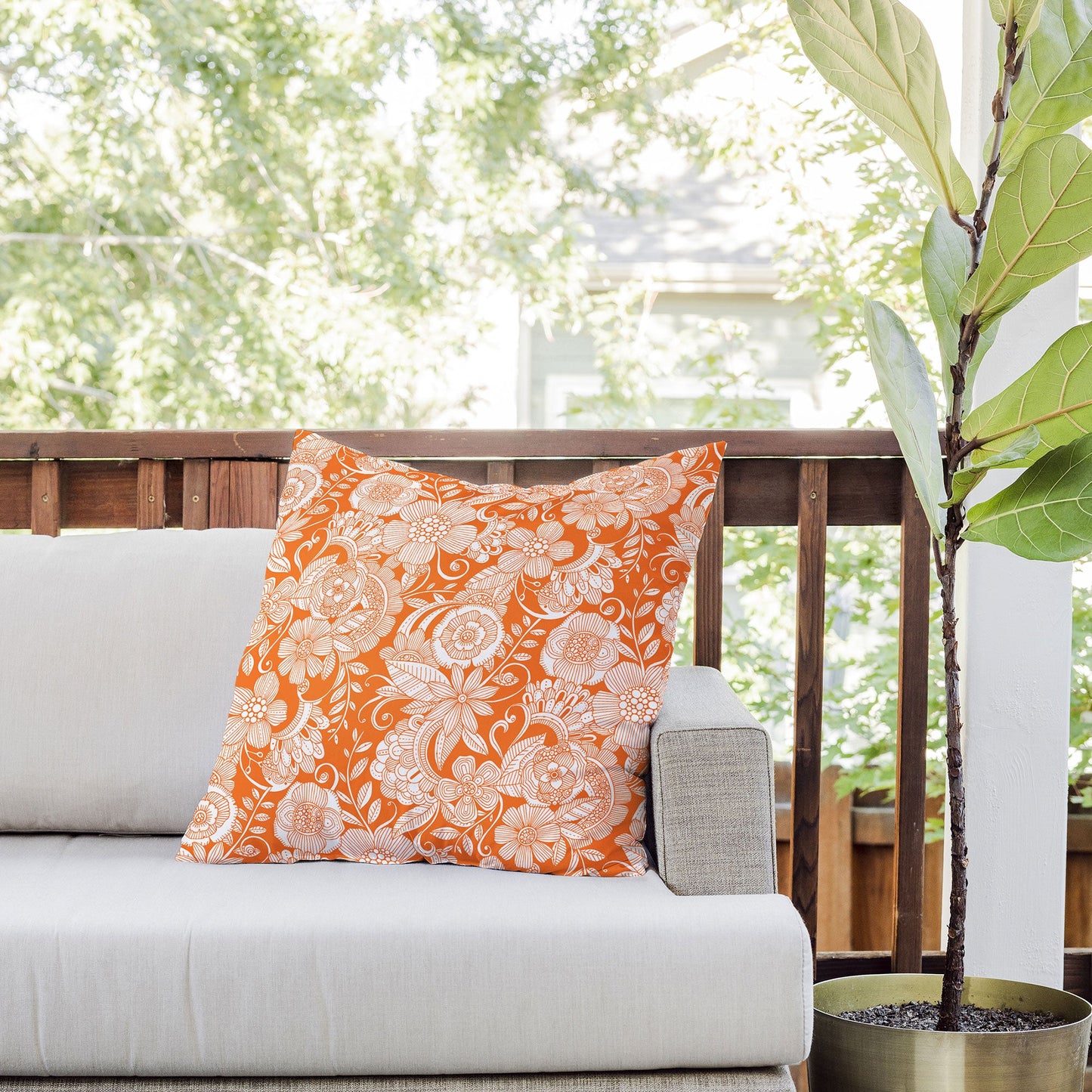Valentina Ramos Lola in Orange Outdoor Throw Pillow