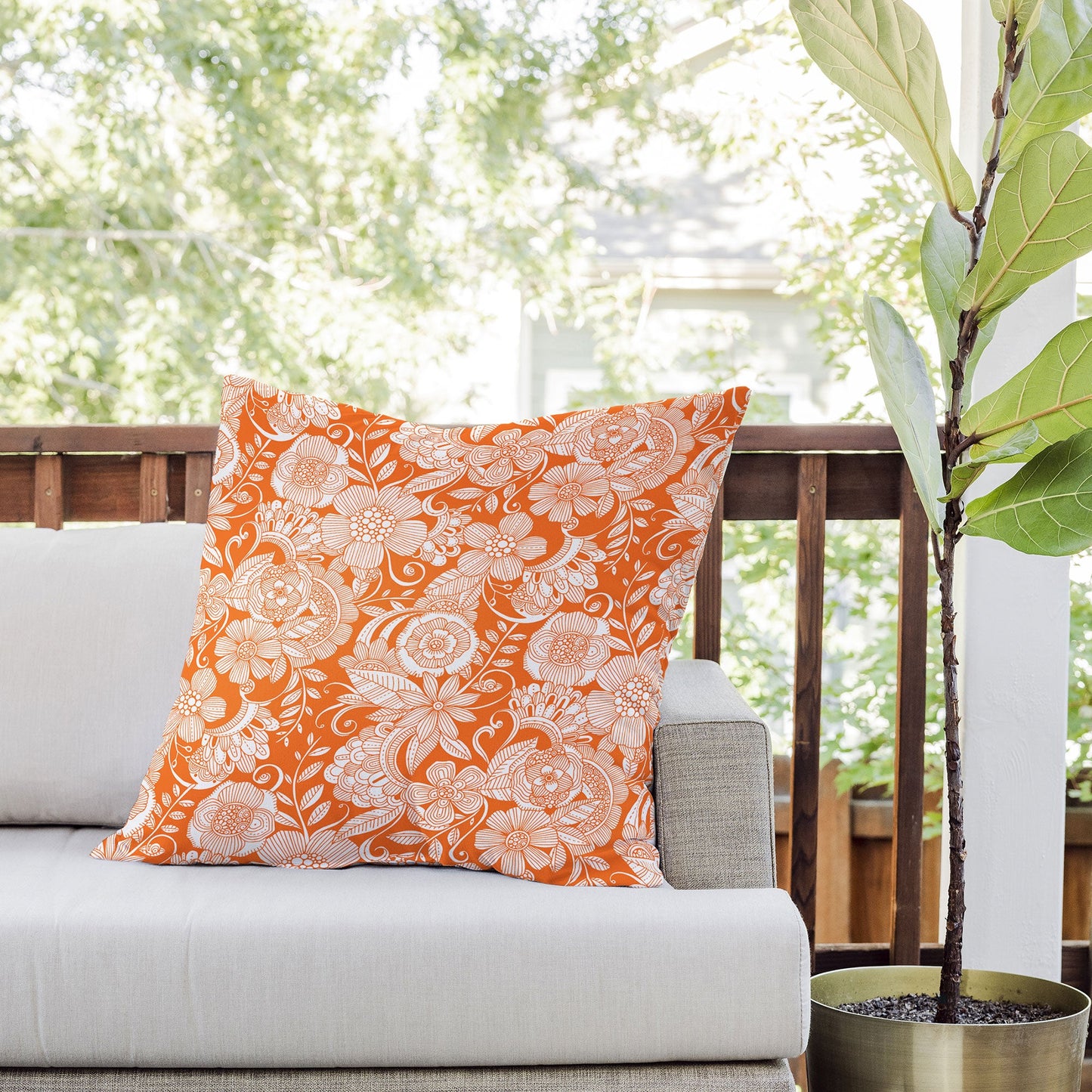 Valentina Ramos Lola in Orange Outdoor Throw Pillow