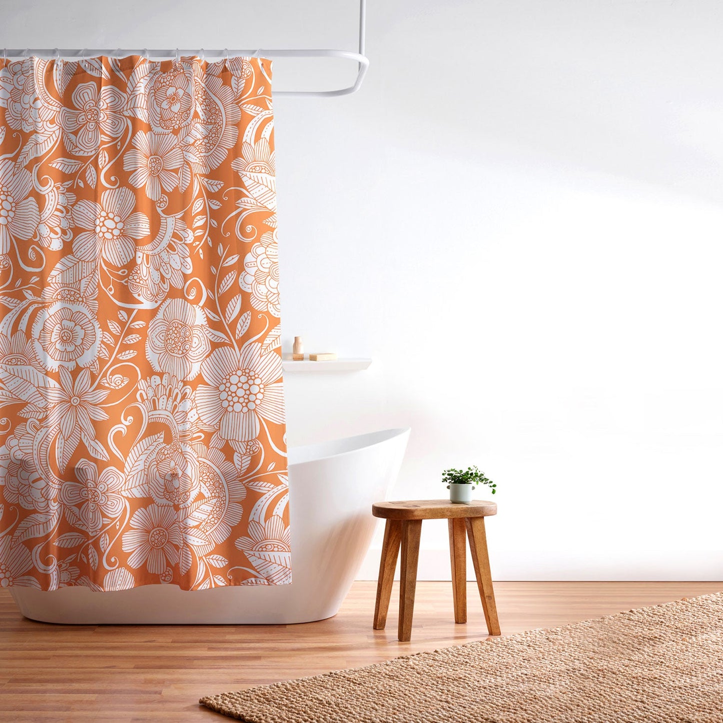 Valentina Ramos Lola in Orange Shower Curtain