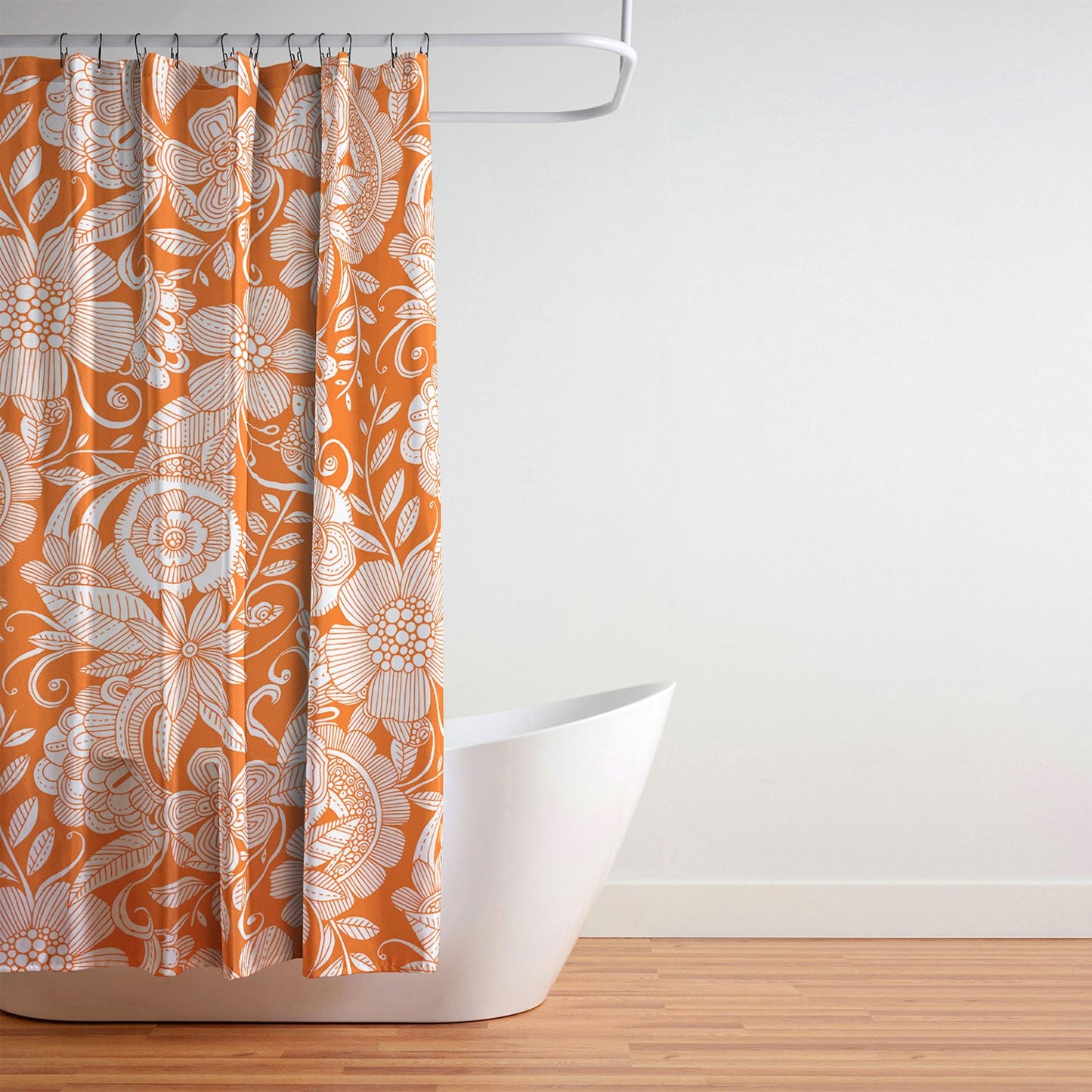 Valentina Ramos Lola in Orange Shower Curtain