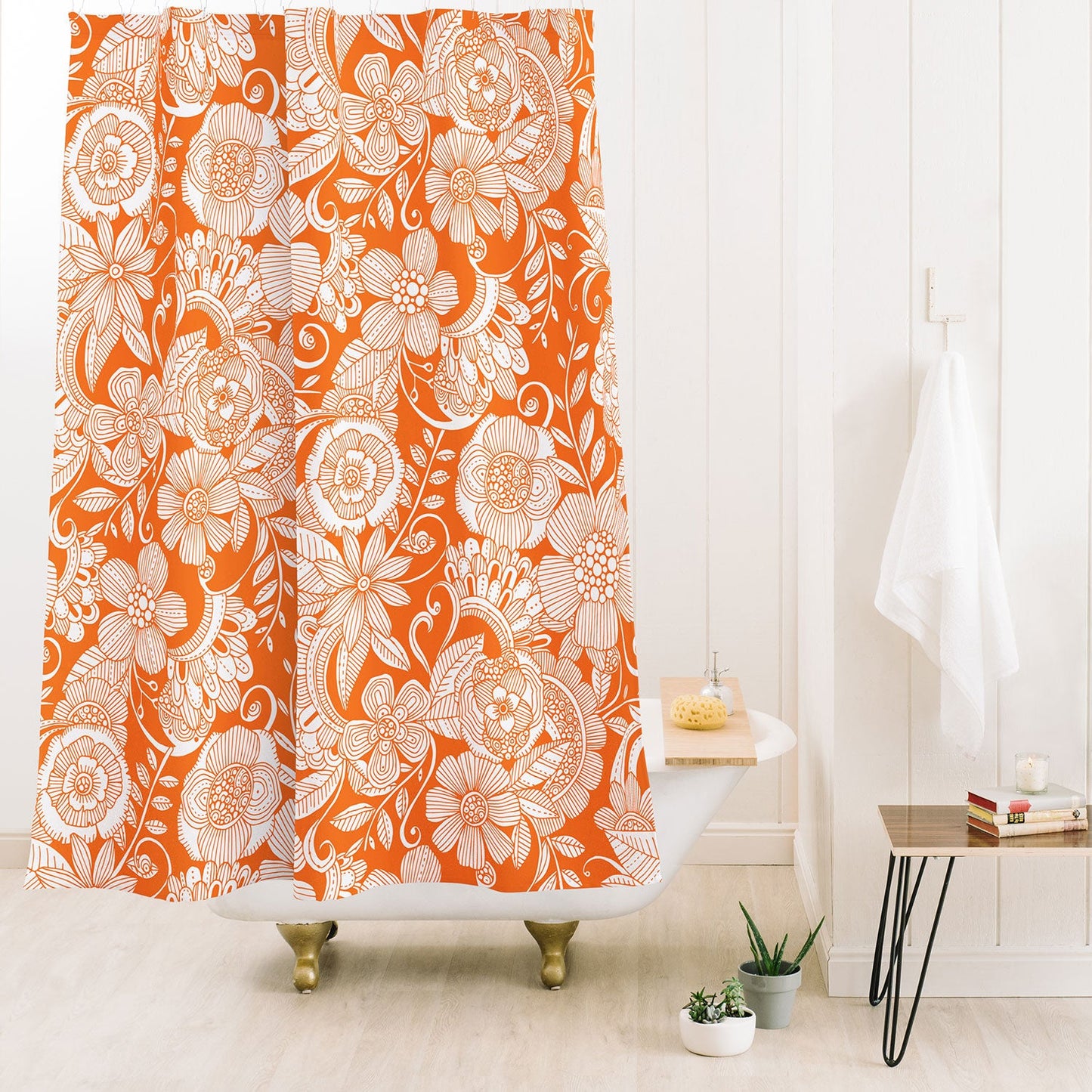 Valentina Ramos Lola in Orange Shower Curtain