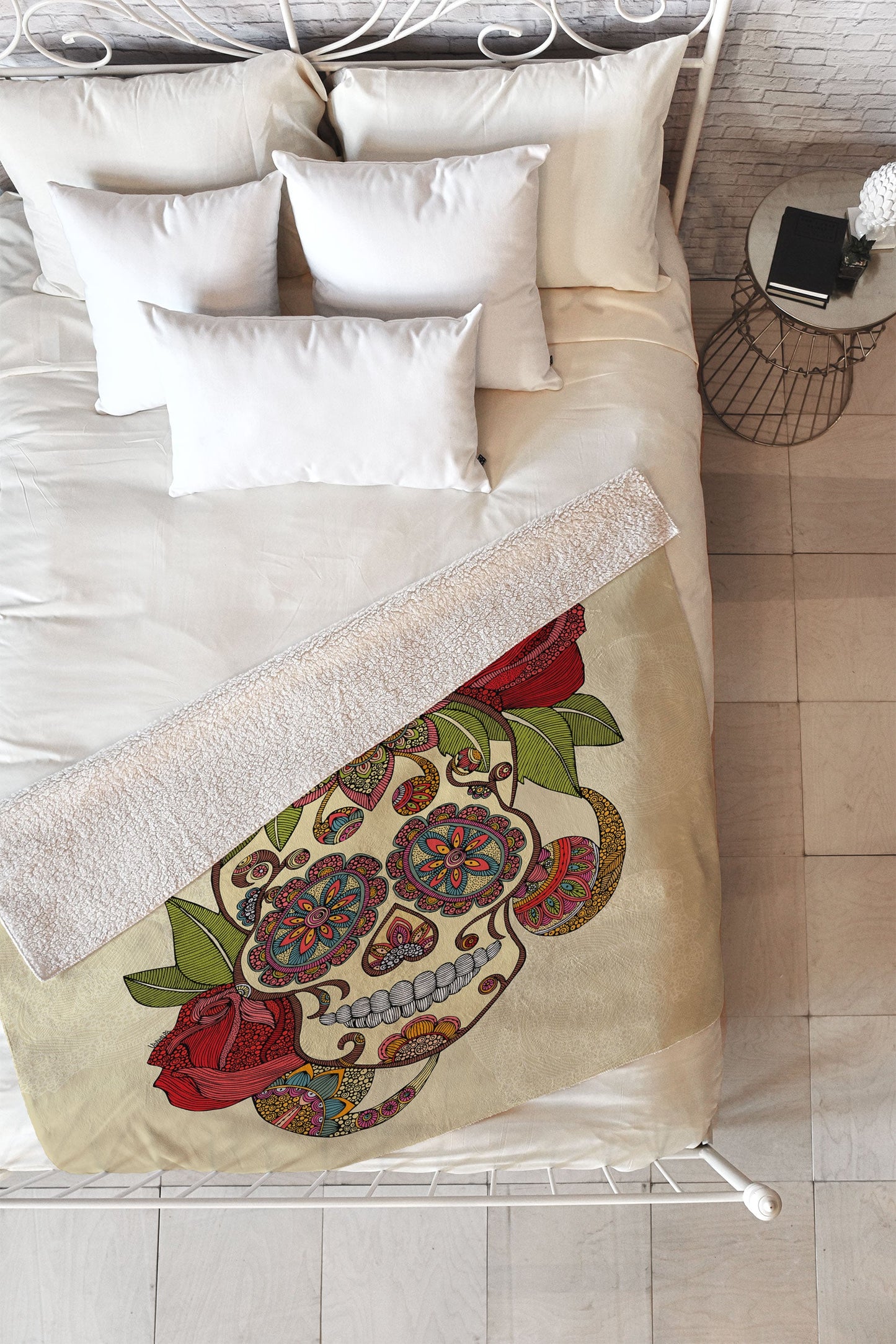 Valentina Ramos Sugar Skull Fleece Throw Blanket