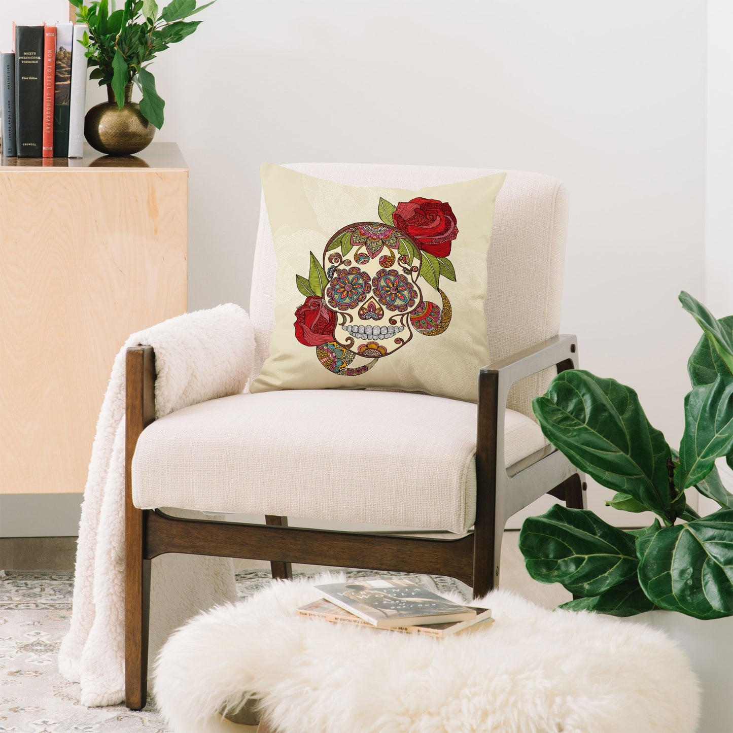 Valentina Ramos Sugar Skull Throw Pillow