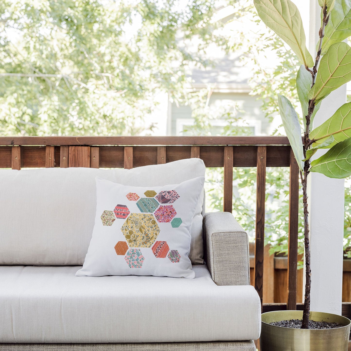 Valentina Ramos Summer honeycomb Outdoor Throw Pillow