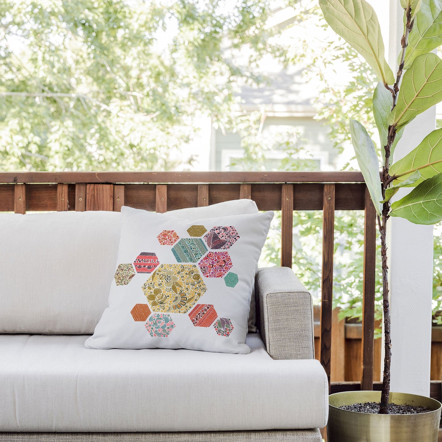 Valentina Ramos Summer honeycomb Outdoor Throw Pillow