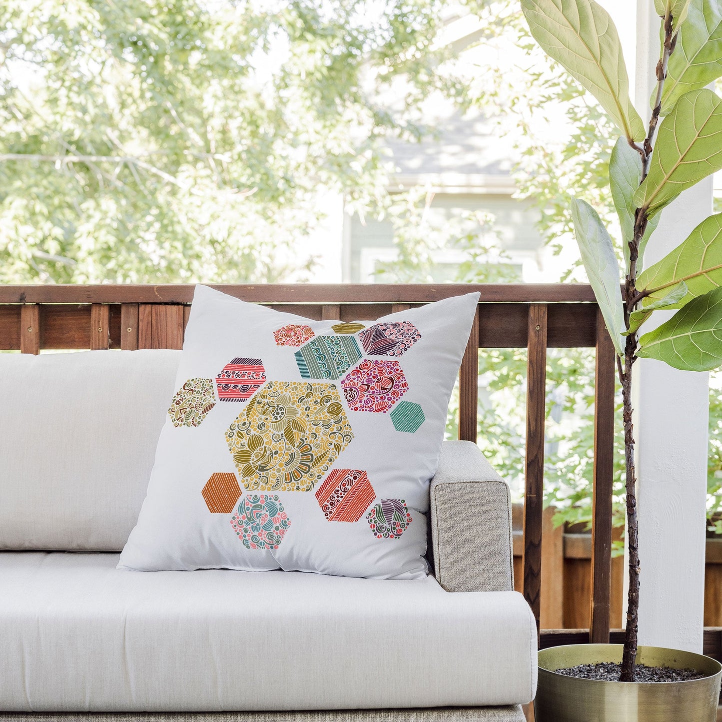 Valentina Ramos Summer honeycomb Outdoor Throw Pillow