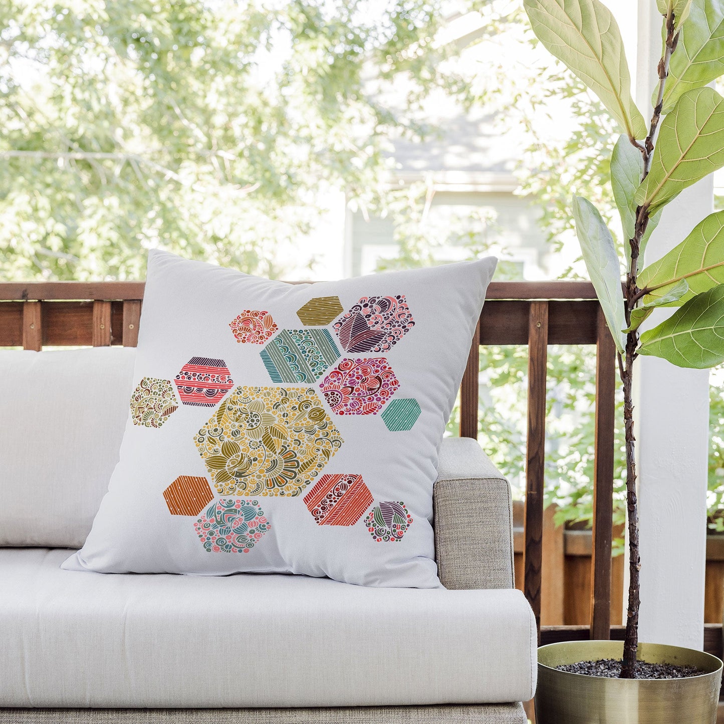 Valentina Ramos Summer honeycomb Outdoor Throw Pillow