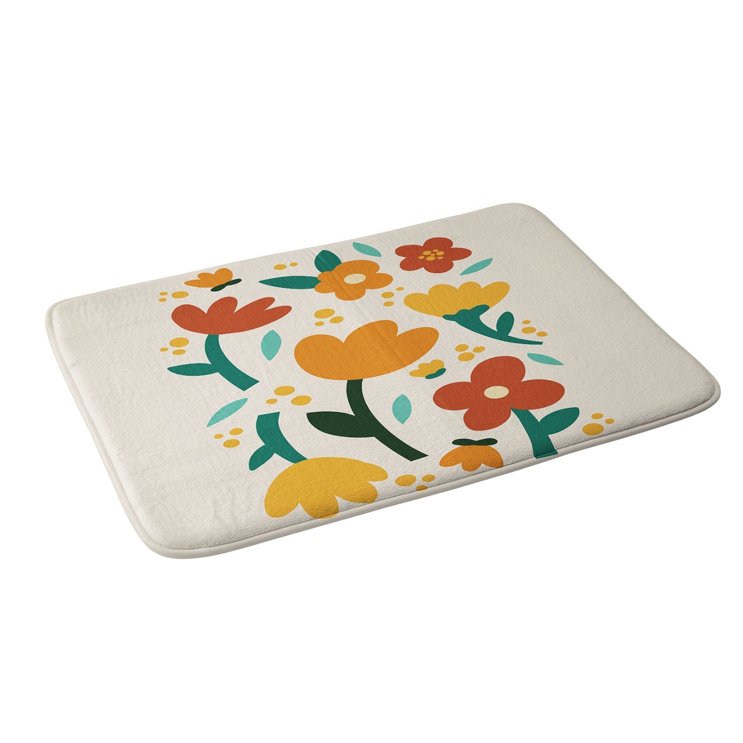 Valeria Frustaci Colorful fall flowers Memory Foam Bath Mat