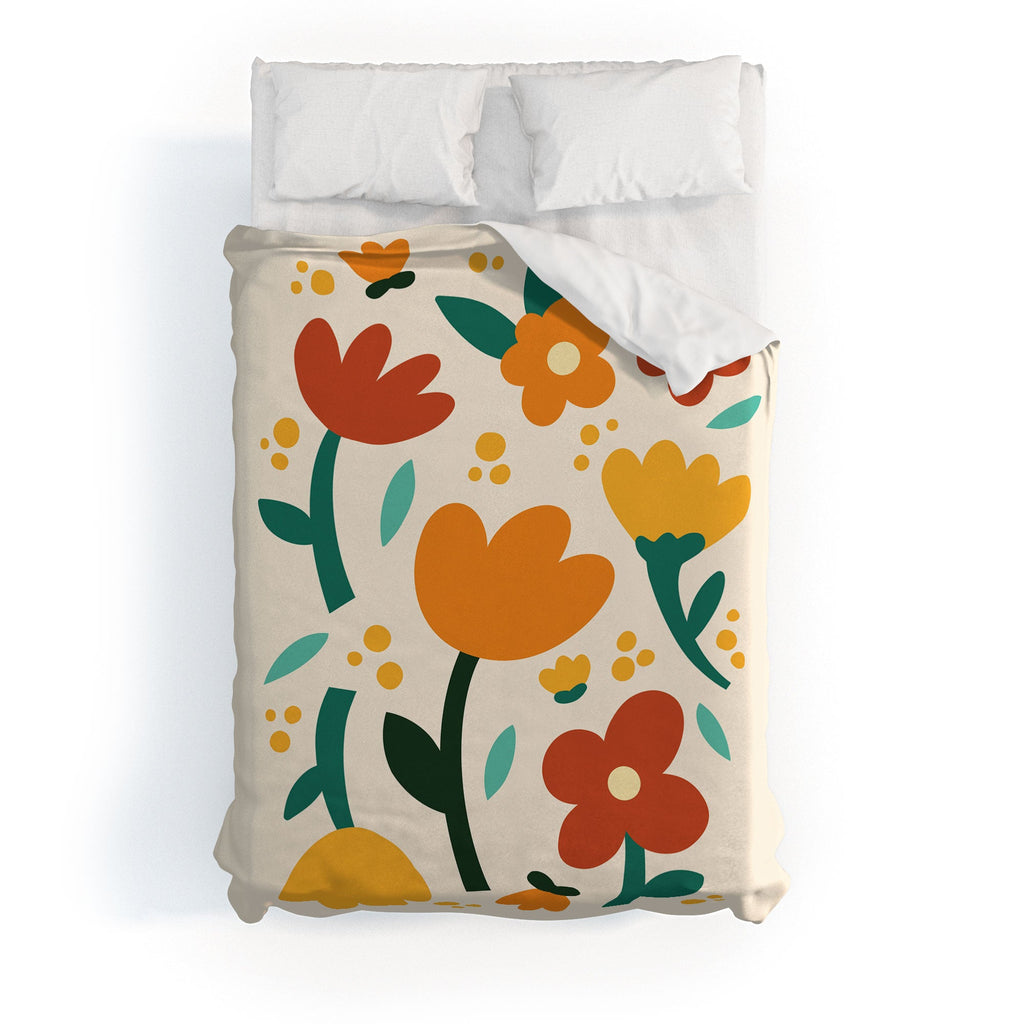 Valeria Frustaci Colorful fall flowers Duvet Cover
