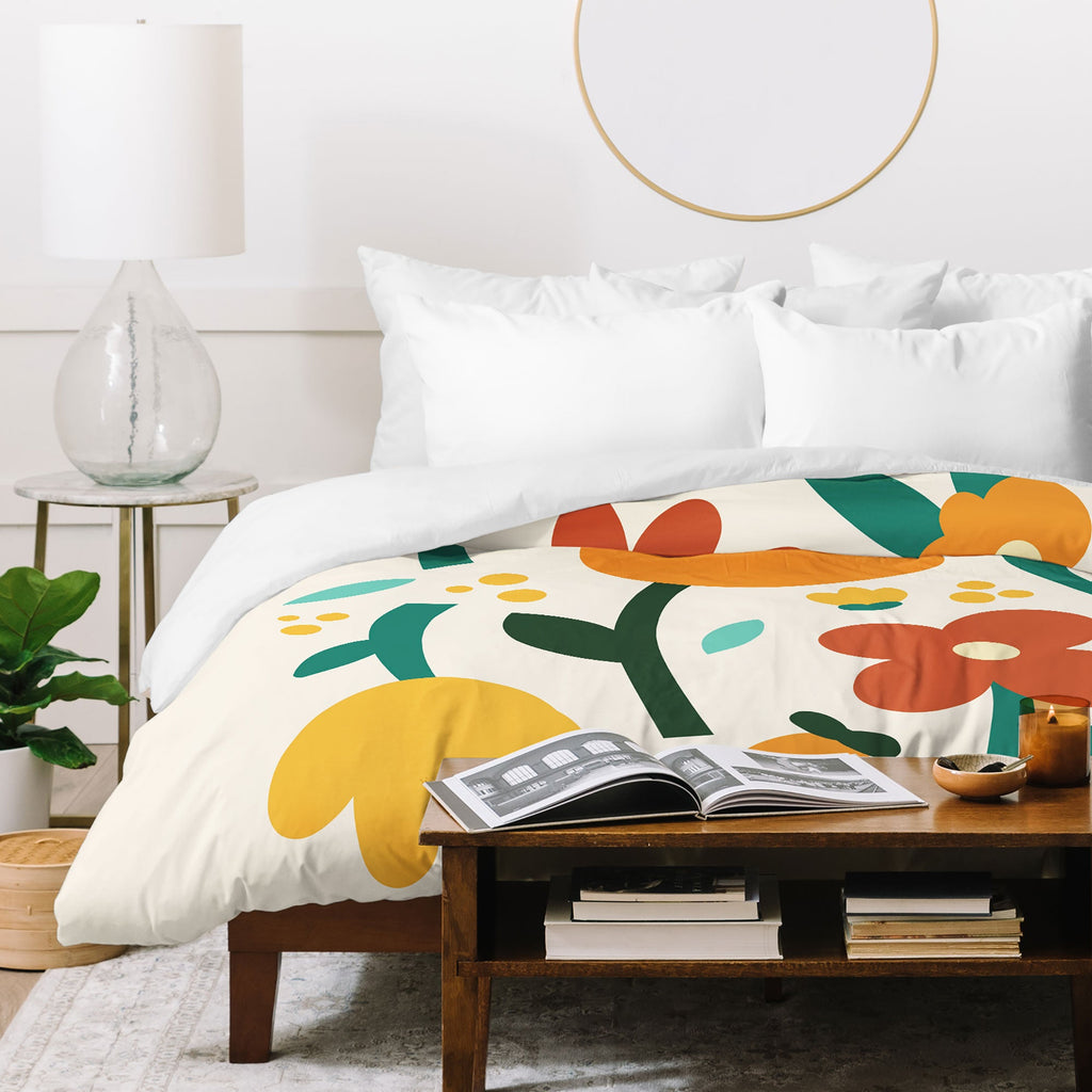 Valeria Frustaci Colorful fall flowers Duvet Cover