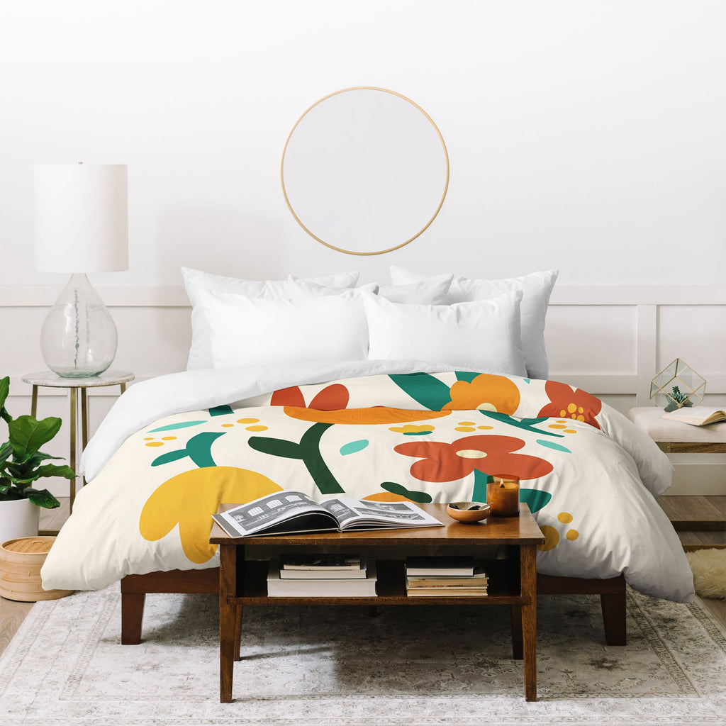 Valeria Frustaci Colorful fall flowers Duvet Cover