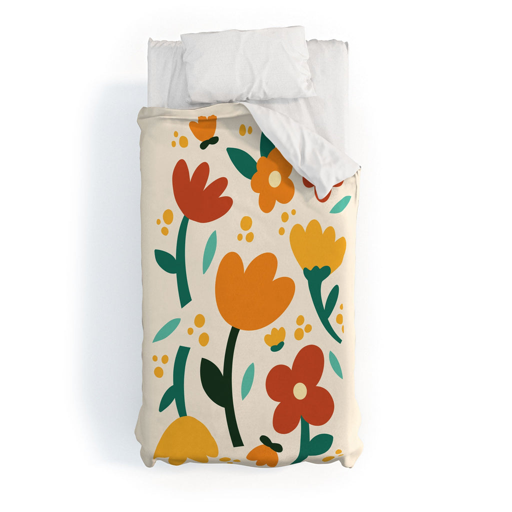 Valeria Frustaci Colorful fall flowers Duvet Cover
