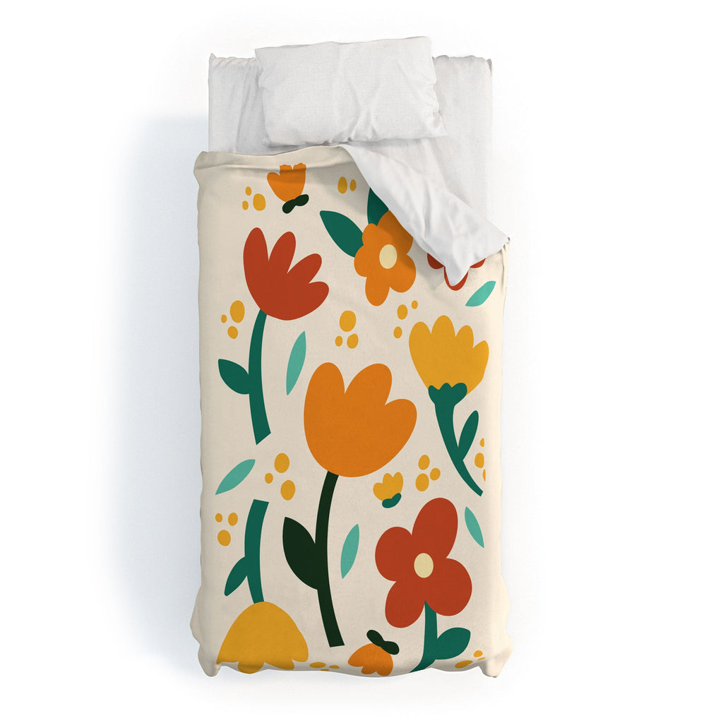 Valeria Frustaci Colorful fall flowers Duvet Cover