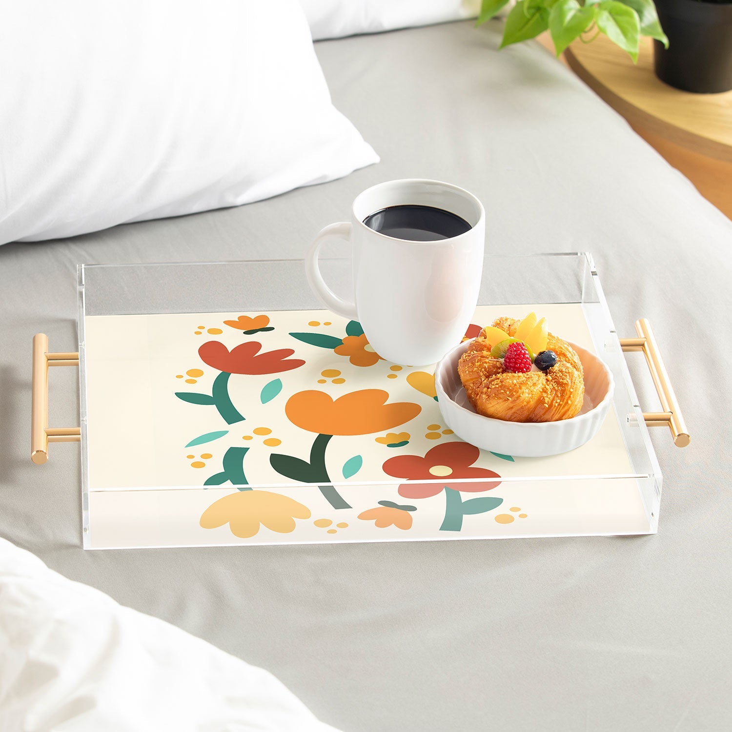 Valeria Frustaci Colorful fall flowers Acrylic Tray