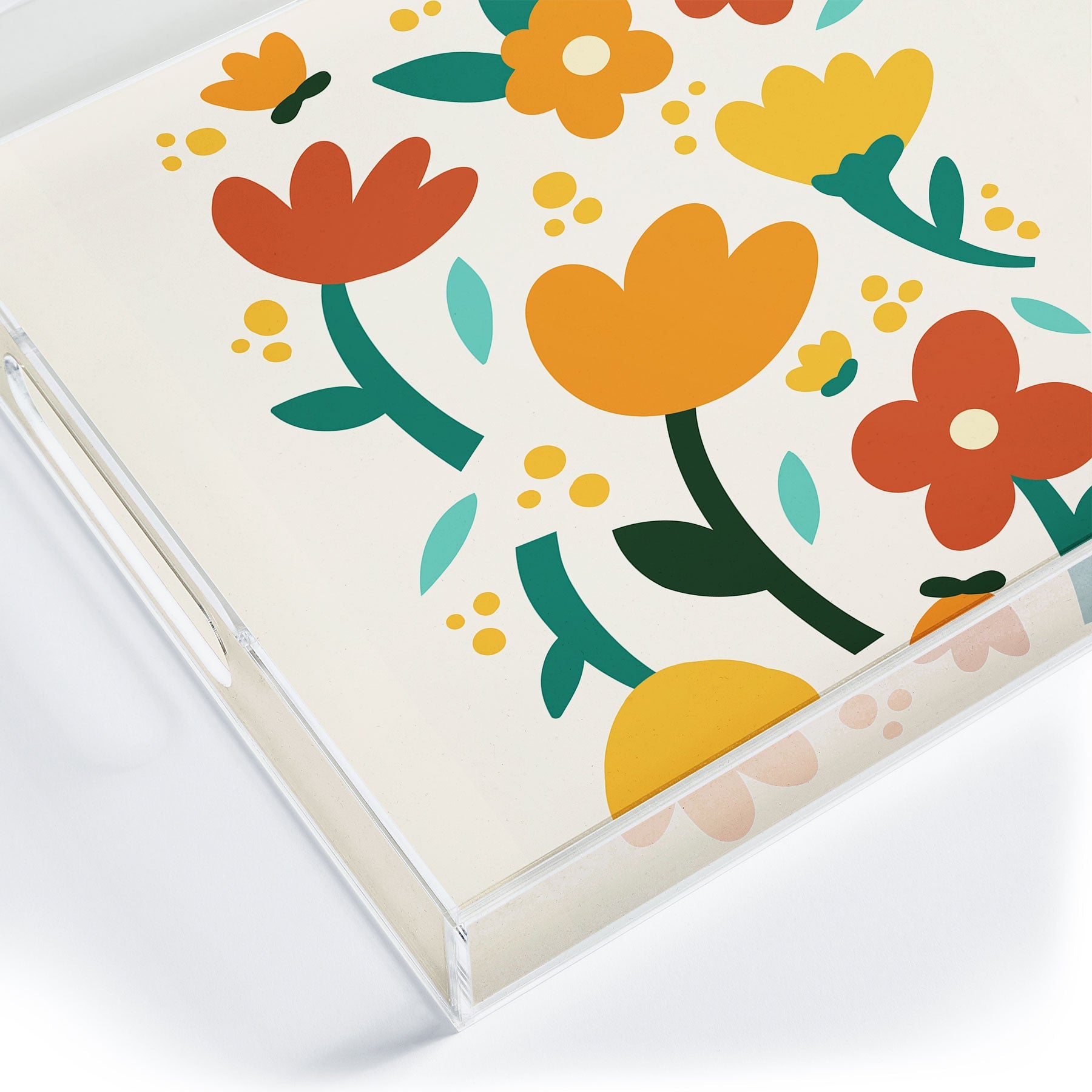 Valeria Frustaci Colorful fall flowers Acrylic Tray