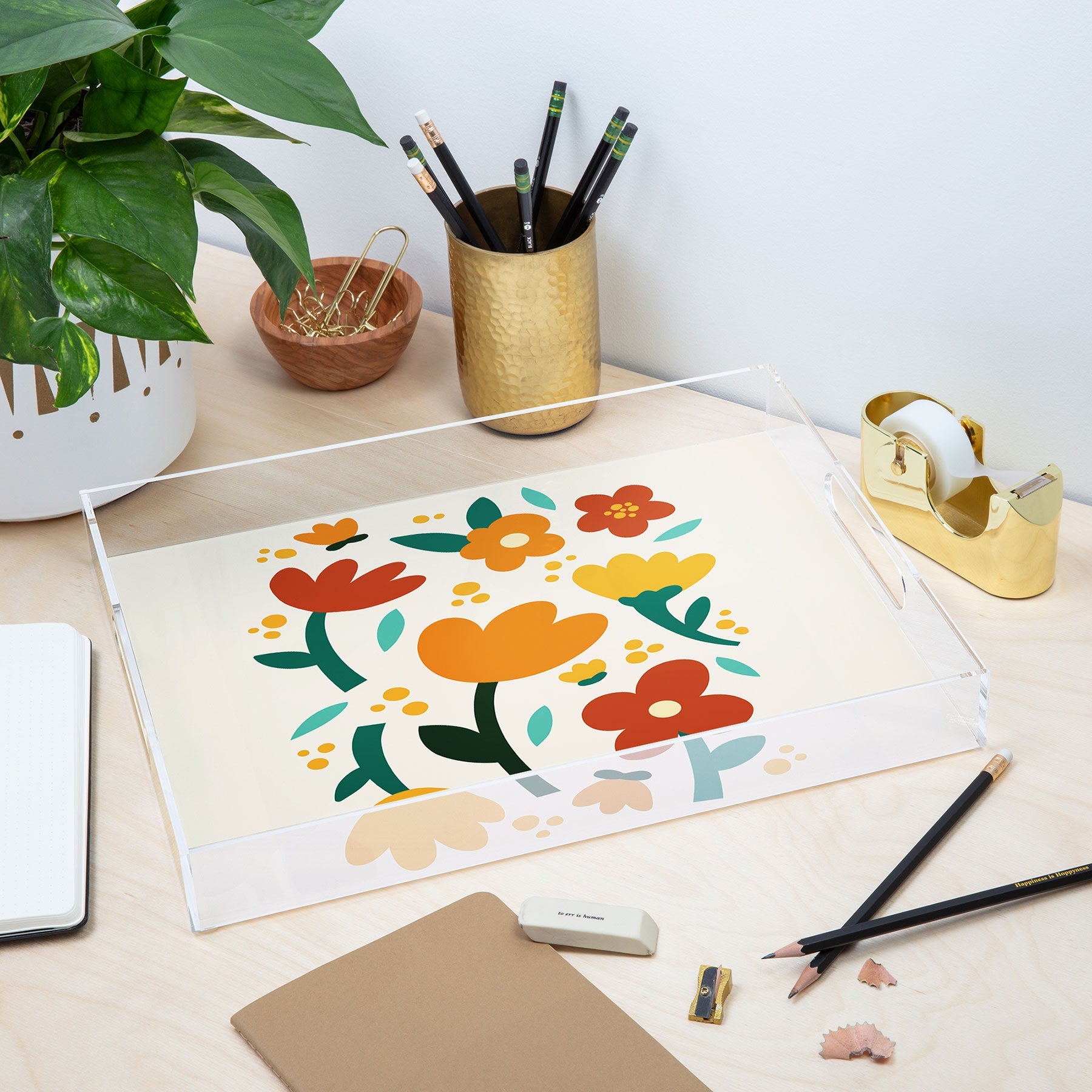 Valeria Frustaci Colorful fall flowers Acrylic Tray