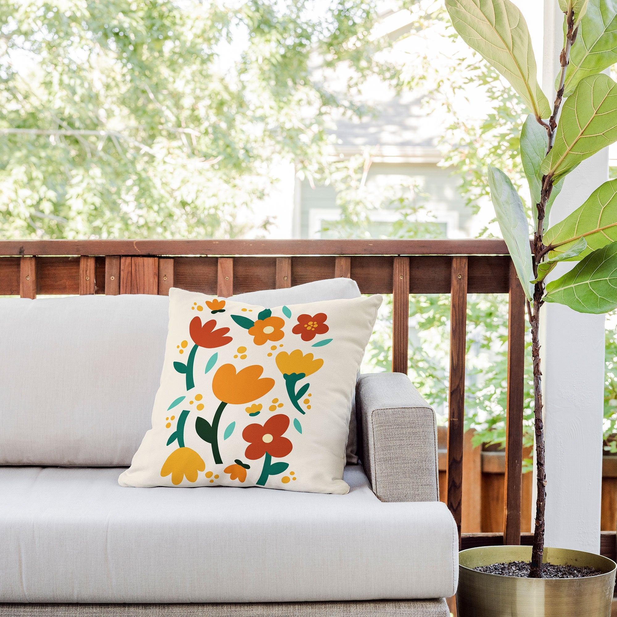 Valeria Frustaci Colorful fall flowers Outdoor Throw Pillow