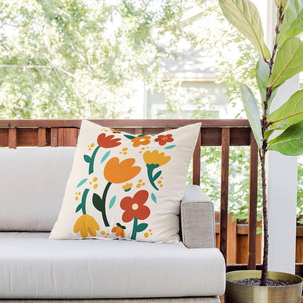 Valeria Frustaci Colorful fall flowers Outdoor Throw Pillow
