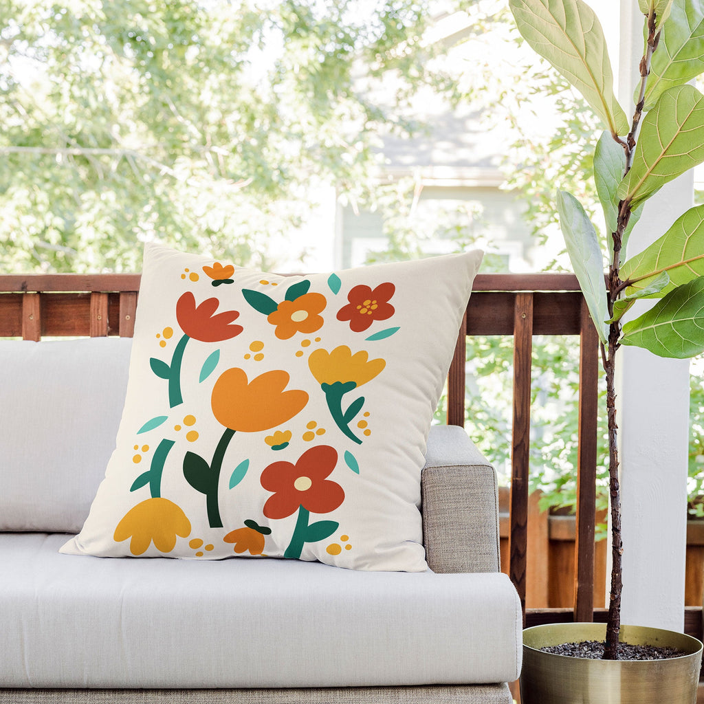 Valeria Frustaci Colorful fall flowers Outdoor Throw Pillow