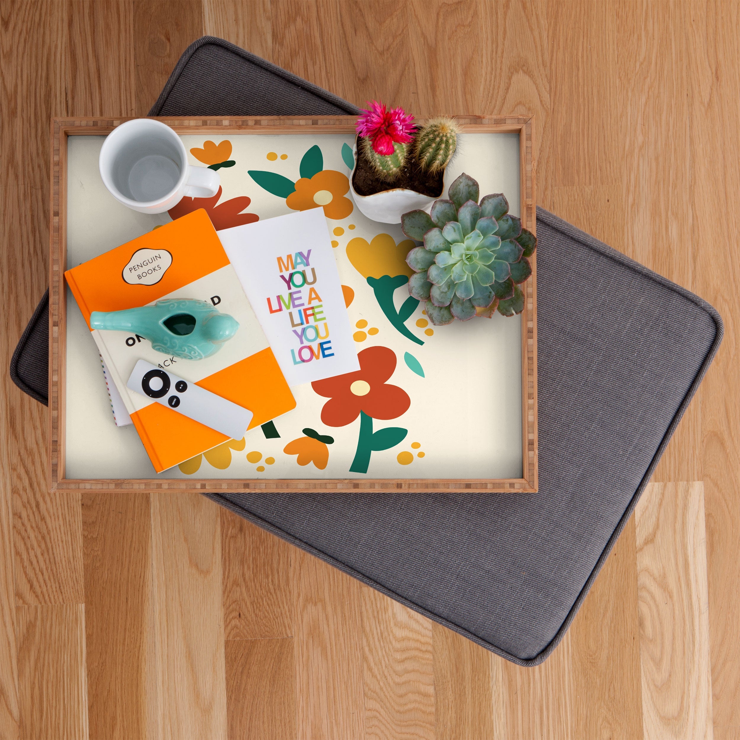 Valeria Frustaci Colorful fall flowers Rectangular Tray