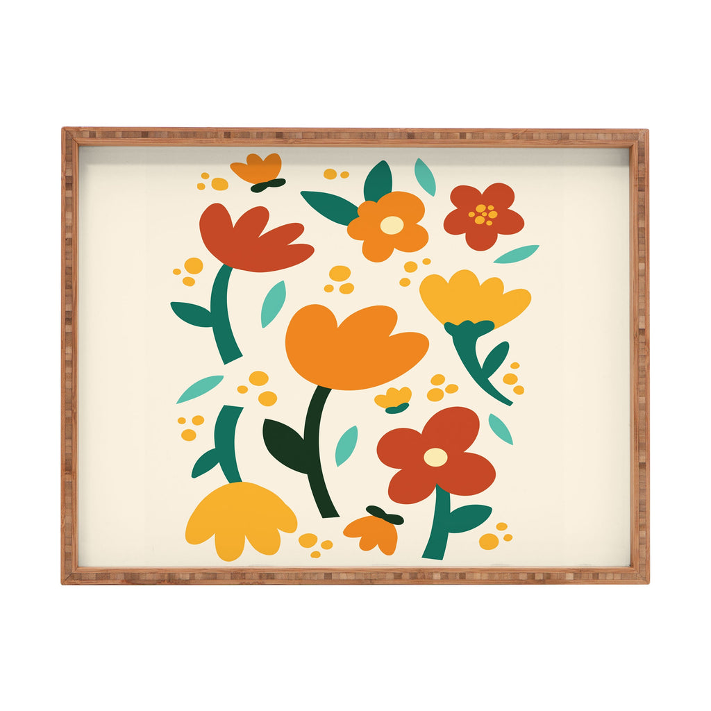 Valeria Frustaci Colorful fall flowers Rectangular Tray