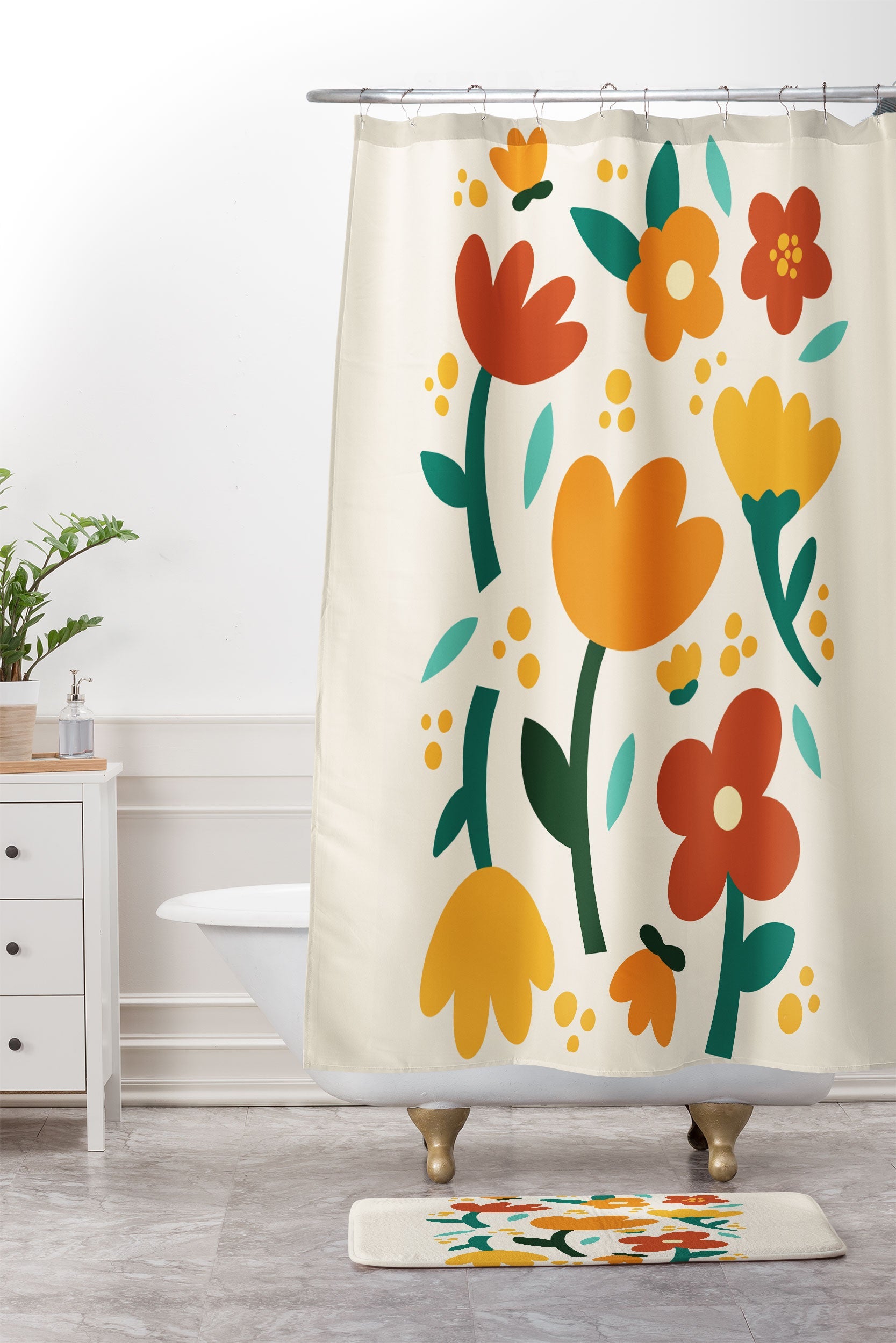 Valeria Frustaci Colorful fall flowers Memory Foam Bath Mat