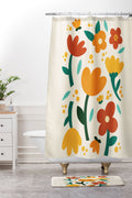 Valeria Frustaci Colorful fall flowers Shower Curtain And Mat
