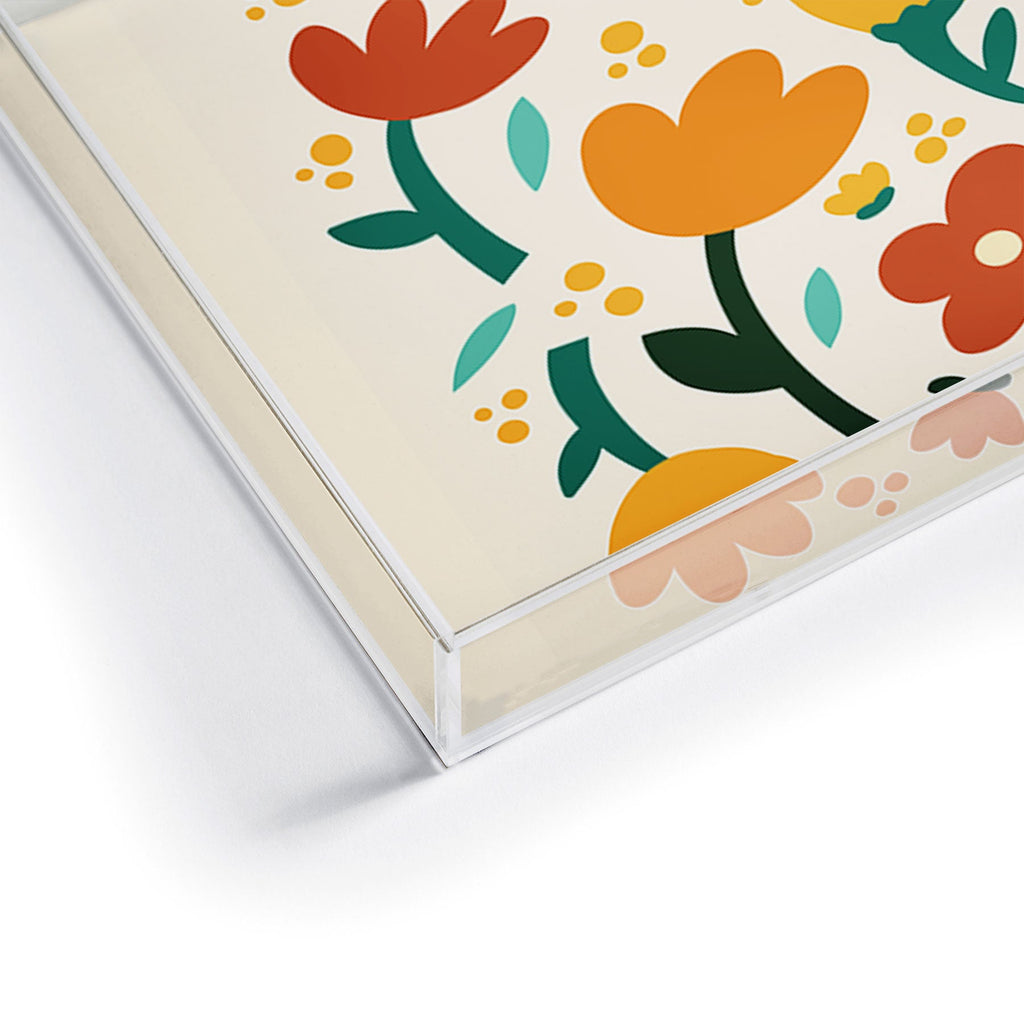 Valeria Frustaci Colorful fall flowers Acrylic Tray