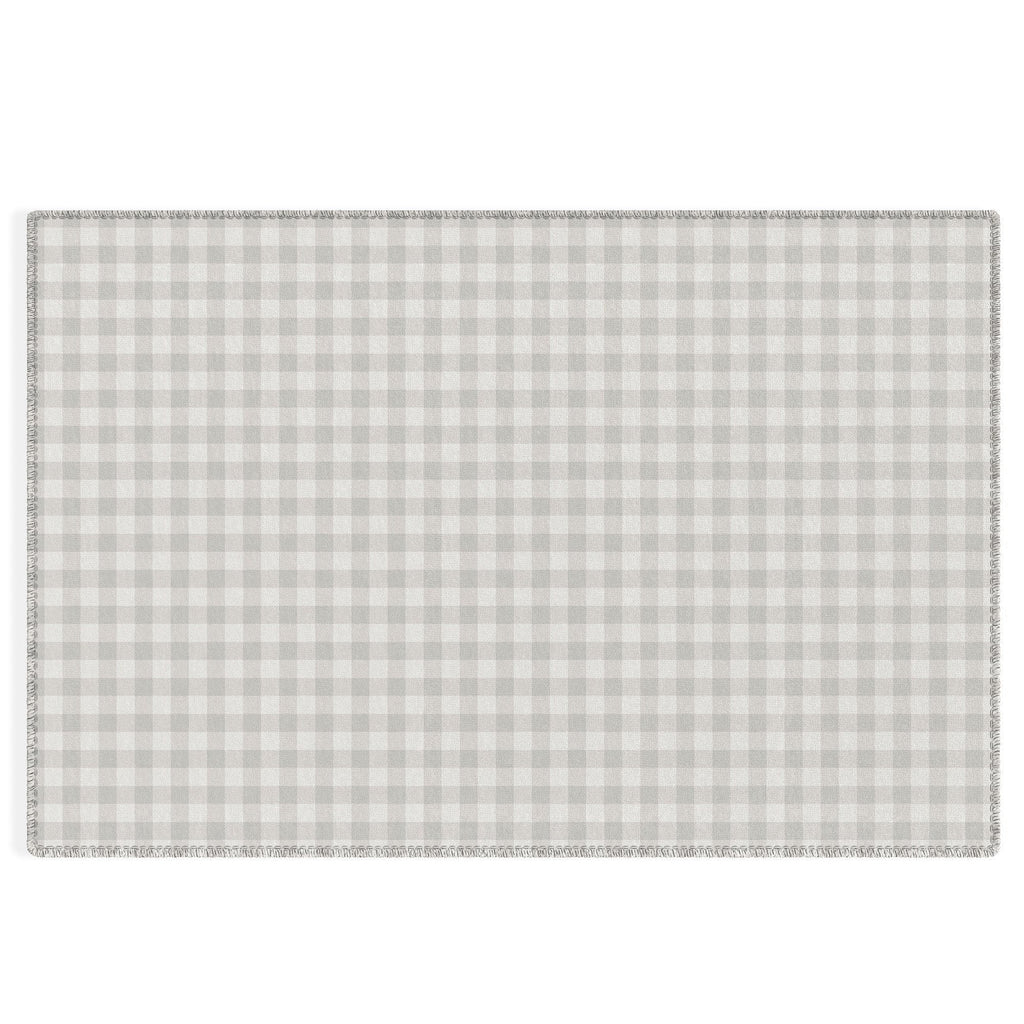 Colour Poems Gingham Plaid Pattern Cloud White Outdoor Rug